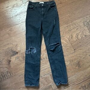 Abercrombie & Fitch 90s Straight Ultra High Rise Black Ripped Pants